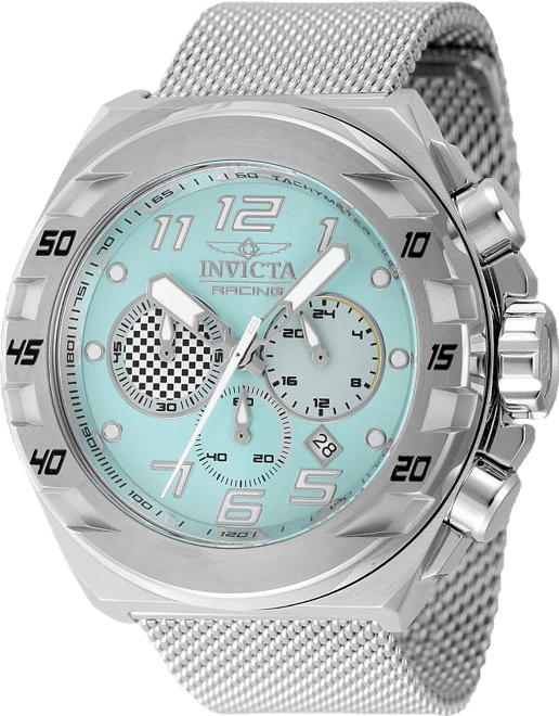 Men's 47202  Racing Quartz Chronograph Silver, Light Grey, Turquoise Dial Watch