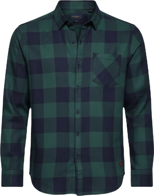Men's Navy Blue & Forest Green Buffalo Check Shirt