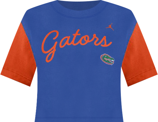 Women's Royal/Orange Florida Gators Color-Block Script Dri-fit Cropped T-Shirt
