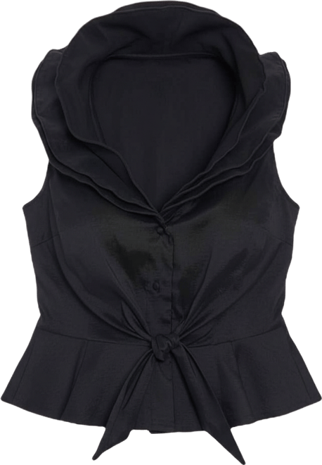 Plus Size Sleeveless Knot-Front Taffeta Top