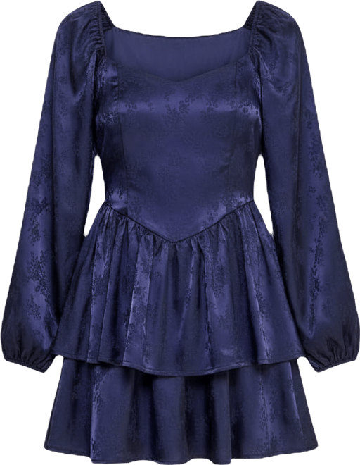 Juniors' Long Sleeve Double-Tiered Dress