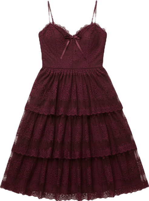 Juniors' Sleeveless Lace 3-Tiered Dress