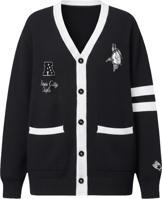 Women's Black Kansas City Chiefs Back Shot Button-Up Cardigan Sweater