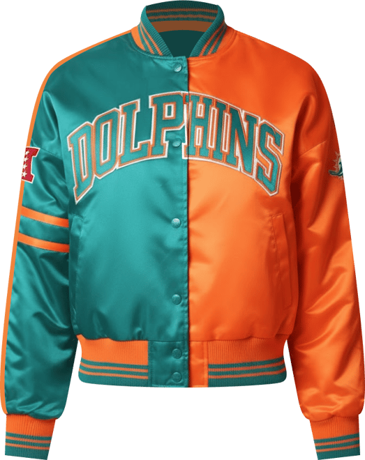 Women's Orange/Aqua Miami Dolphins Cropped Full-Snap Jacket