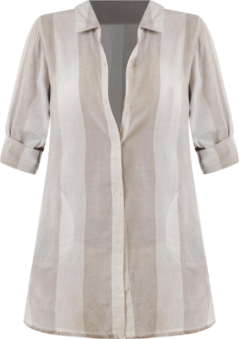 Women's Khaki Houston Astros Rugby Beach Boyfriend Full-Button Top