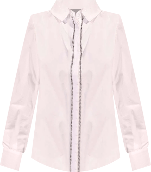 Women's Embellished Poplin Long Sleeves Shirt