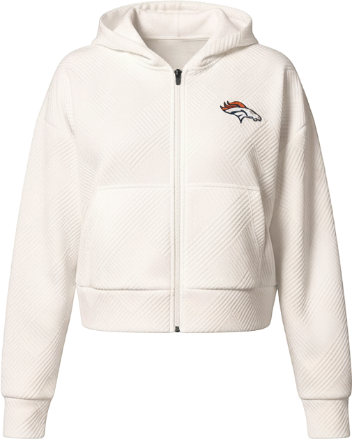 Women's Cream Denver Broncos Eleanor Full-Zip Hoodie