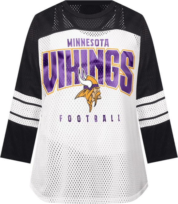 Women's&nbsp;Black Minnesota Vikings First Team 3/4-Sleeve Mesh T-Shirt