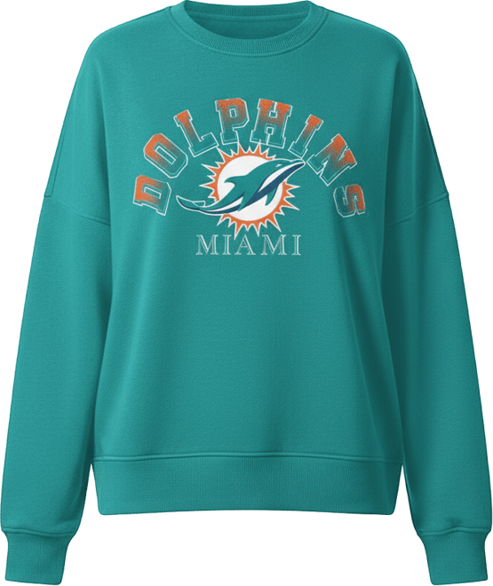 Women's Aqua Miami Dolphins Oversized Feud Sweatshirt
