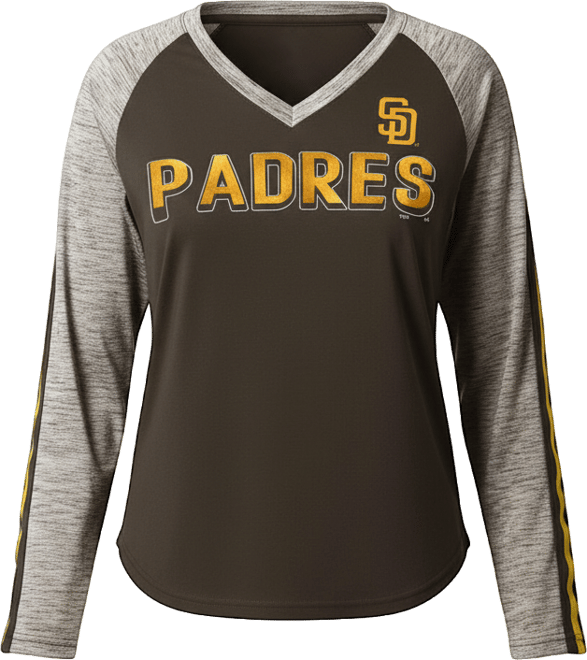 Women's Brown San Diego Padres Top Dog Raglan Long Sleeve V-Neck T-Shirt