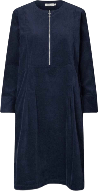 Women's Long Sleeve Crew Neck Zip Midi Dress