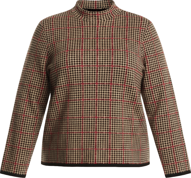 Women's Plus Size Plaid Print Mock Neck Long Sleeve Sweater