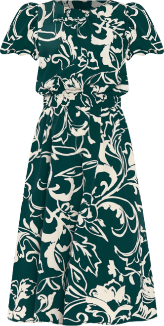 Women's Tucked-Sleeve Midi Dress