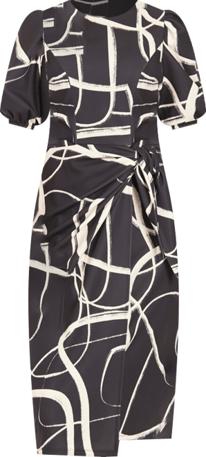 Women's Puff-Sleeve Midi Dress