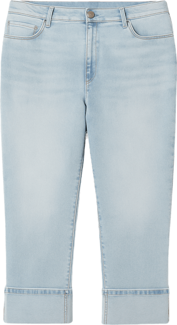 Plus Size Vintage Straight Cuffed Jeans