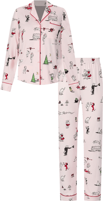 Women's 2-Piece Sleepwear Long-Sleeve Top and Pajama Pants Set