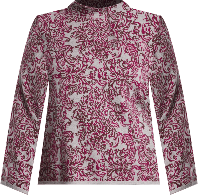 Plus Size Floral Paisley Print Long Sleeve Sweater