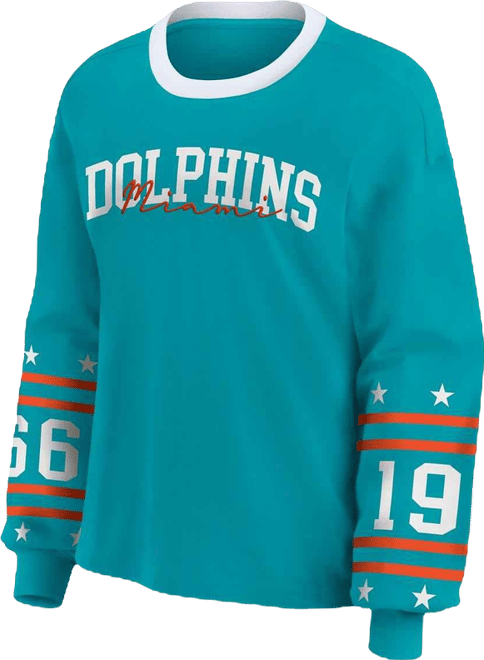 Women's Aqua Miami Dolphins Sport Long-Sleeve T-Shirt