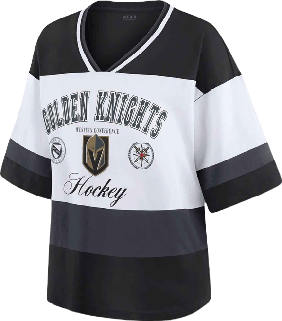 Women's Black/White Vegas Golden Knights Jersey Style T-Shirt