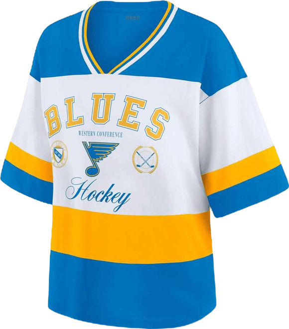 Women's Blue/White St. Louis Blues Jersey Style T-Shirt
