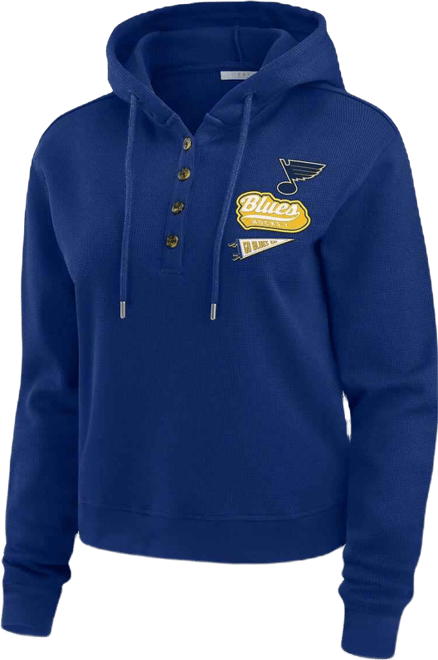 Women's Blue St. Louis Blues Waffle-Knit Pullover Hoodie