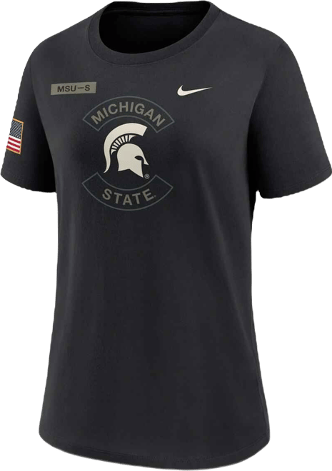 Women's Black Michigan State Spartans 2025 Military Appreciation Dri-fit T-Shirt