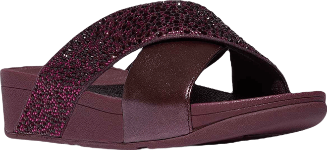 Women's Lulu Embellished Metallic Crisscross Slide Sandals