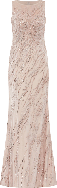 Women's Sleeveless High Neck Sequin Beaded Gown