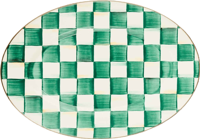 Emerald Check Small Oval Platter