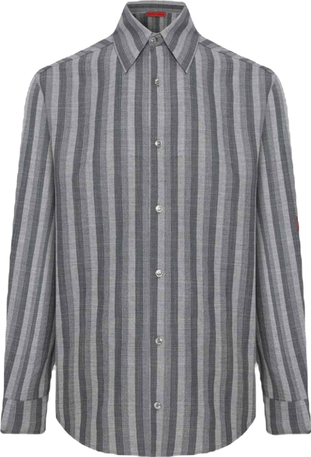 Men's Linen-Blend Checked Woven Button-Up Shirt