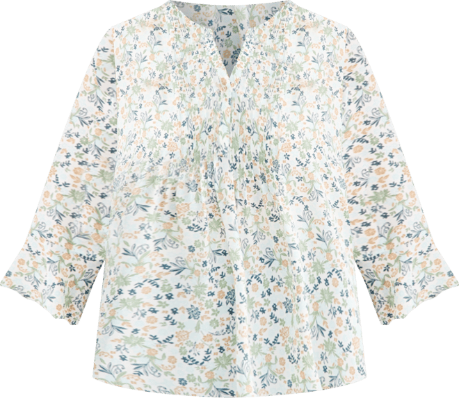 Plus Size Pleated Ditsy-Print Top, Macy's Exclusive