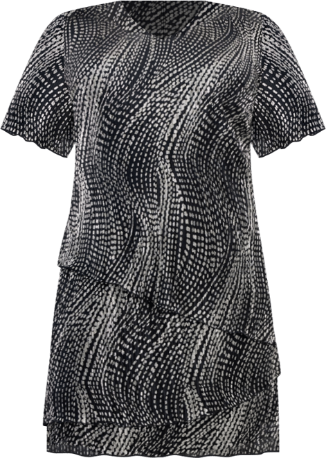 Plus Size Printed Tiered Short-Sleeve Sheath Dress