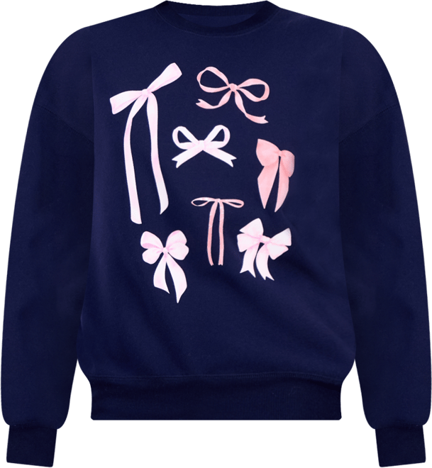 Juniors' Bow Graphic-Print Sweatshirt