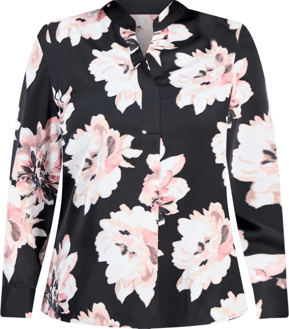 Plus Size Mandarin-Collar Buttoned-Cuff Top