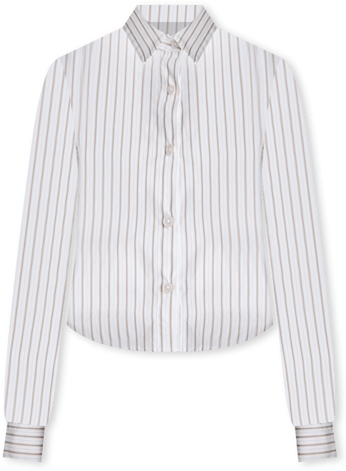 Women's Stripe Button-Front Crop Shirt