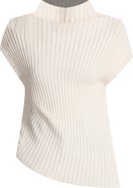 Women's Asymmetric Rib Mock Neck Sweater