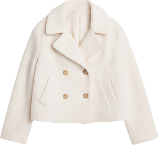 Women's Cropped Double-Breasted Peacoat Jacket