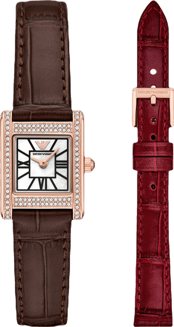 Women's Interchangeable Leather Strap Watch Set, 26mm