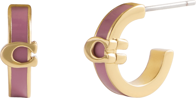 Pink Signature C Enamel Huggie Earrings