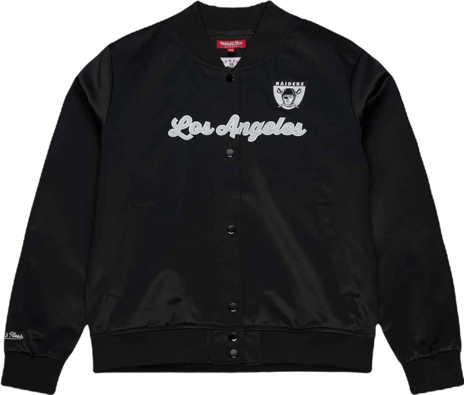 Women's Black Las Vegas Raiders Full-Snap Satin Jacket