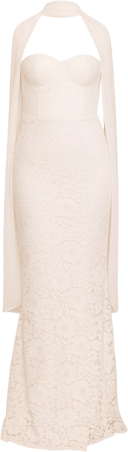 Women's Lace Bandeau Scarf Detail Maxi Dress