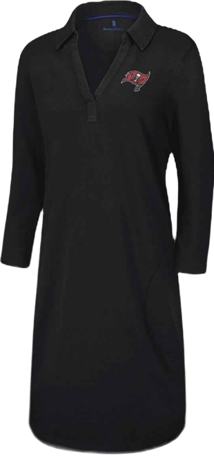 Women's Black Tampa Bay Buccaneers Ashby Isles Three-Quarter Length Sleeve Pullover Jersey Dress