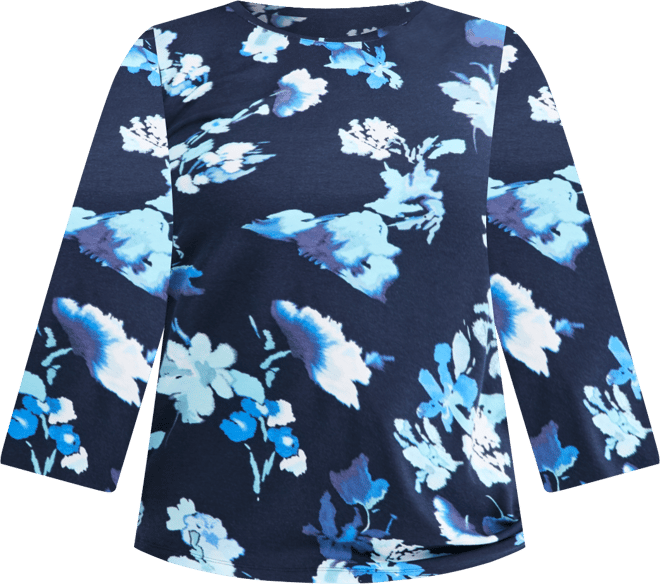 Plus Printed Size Side-Button Knit Tunic Top, Macy's Exclusive