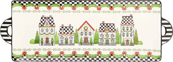 Holly Village Ceramic Rectangular Platter