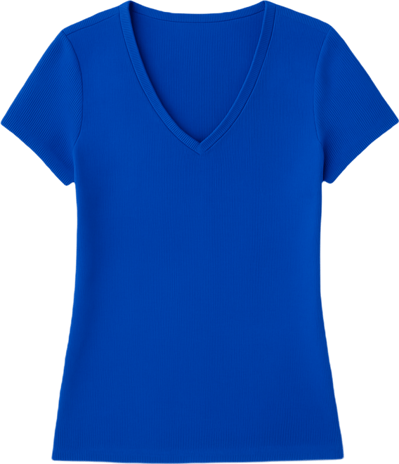 Women's Drapy Ribbed V-Neck Top, Exclusively at Macy's