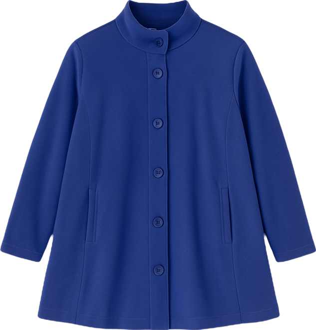 Women's Plus Size Fleece Swing Funnel-Neck Coat