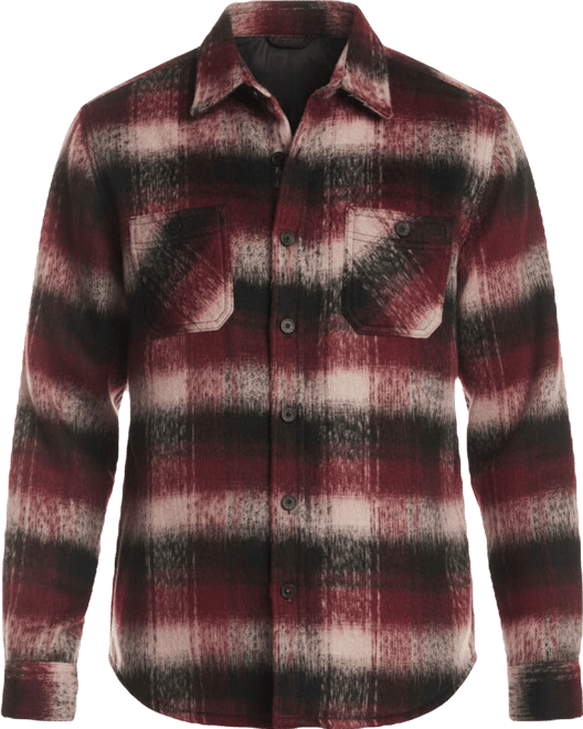 Men's Brushed Plaid Pattern Long Sleeve Shirt Jacket