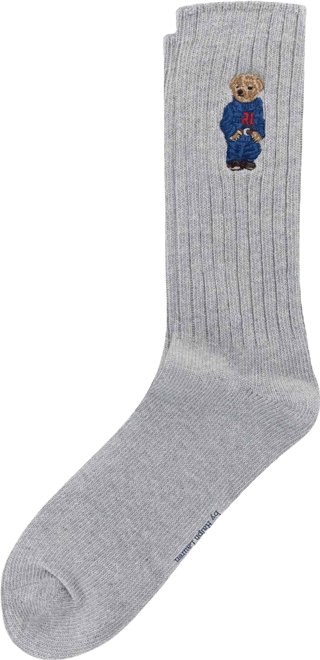 Men's Embroidered Bear Crew Socks