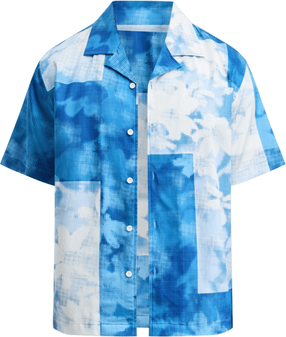 Men's Relaxed Fit Short Sleeve Pointillism Print Button-Front Camp Shirt, Macy's Exclusive