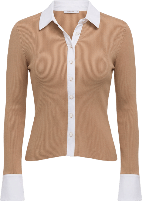Women's Rib Shirt with Poplin Trims